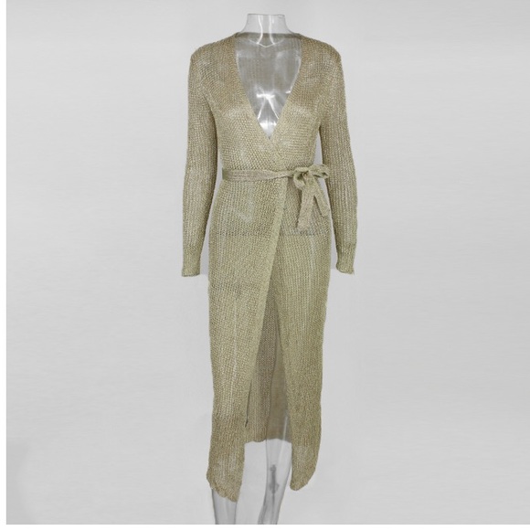 NEW! Gold Mesh Cover-up Dress - Picture 5 of 8